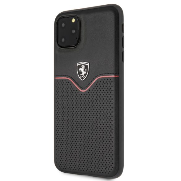 Ferrari iPhone 11 Pro Max Off Track Victory eredeti bőr (FEOVEHCN65BK) hátlap, tok, fekete