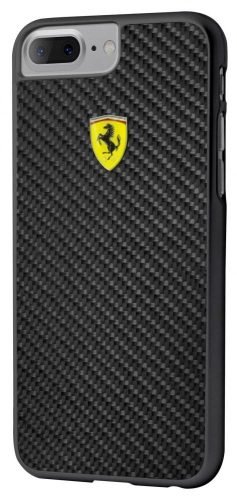 Ferrari iPhone 6 Plus/7 Plus/8 Plus Real Carbon Fiber (FERCAHCP7LBK) hátlap, tok, fekete