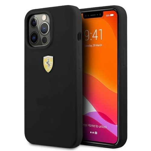 Ferrari FESSIHCP13LBK Silicone iPhone 13/13 Pro 6.1", hátlap, tok, fekete