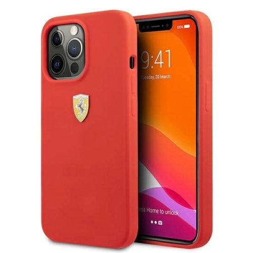 Ferrari FESSIHCP13XRE Silicone iPhone 13 Pro Max 6.7", hátlap, tok, piros