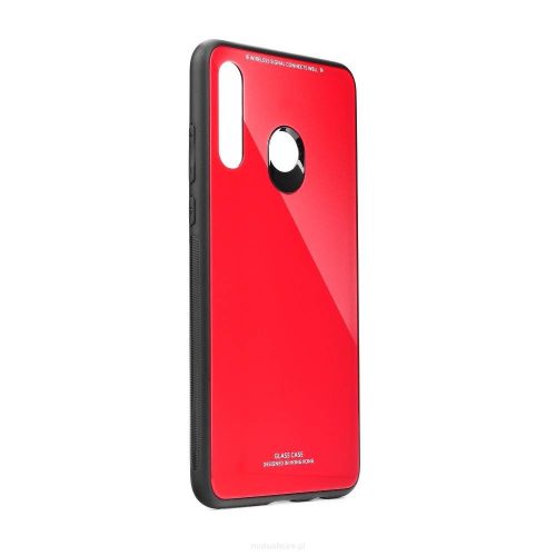 Glass Case Huawei P40 Lite E/Y7P edzett üveg hátlap, tok, piros