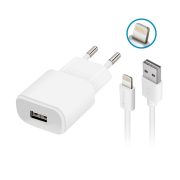   Forever TC-01 hálózati töltő adapter, 1 USB-A, 1A + iPhone lightning kábel, fehér