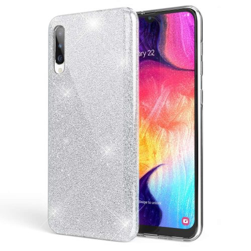 Glitter 3in1 Case Samsung Galaxy J6 Plus (2018) hátlap, tok, ezüst