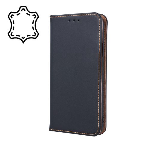 Genuine Leather Smart Pro Huawei P30 Lite eredeti bőr oldalra nyíló tok, fekete