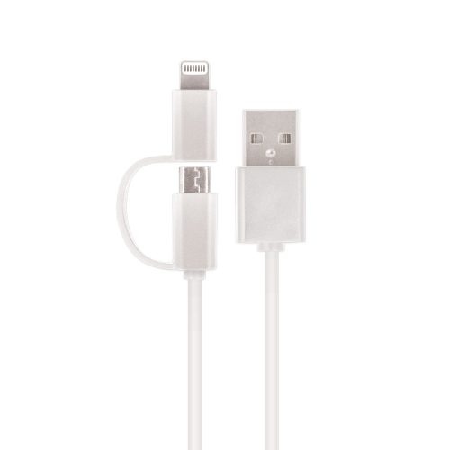 Setty USB Cable 2in1 Micro-USB és Lightning kábel, 2A, 1m, fehér