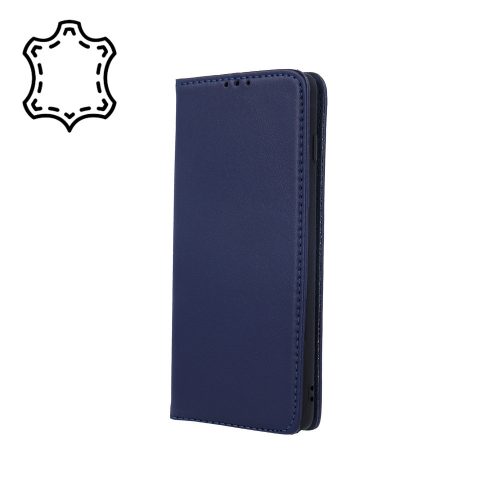 Genuine Leather Smart Pro Samsung Galaxy S10 Lite/A91 seredeti bőr oldalra nyíló tok, sötétkék