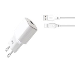   XO L73 hálózati töltő és USB/USB-C kábel, gyorstöltő, 2.4A, 1m, fehér