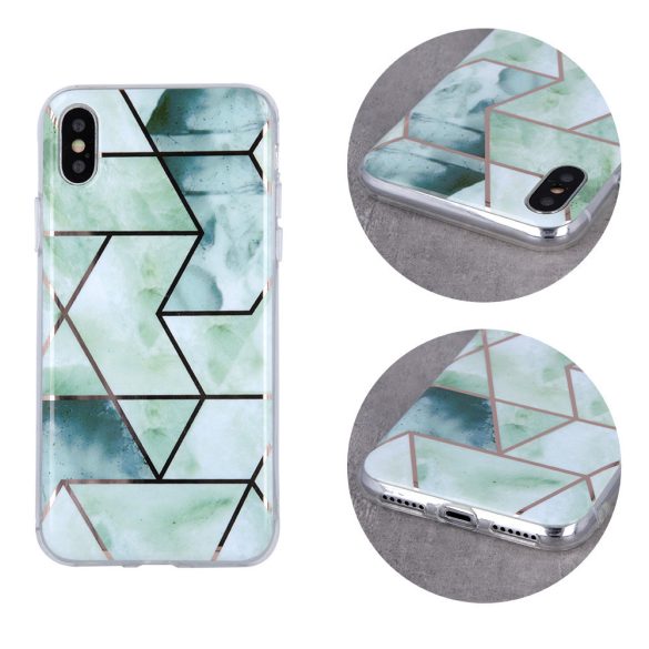 Geometric Marmur Case for Samsung Galaxy A52 4G/A52 5G/A52s 5G hátlap, tok, zöld