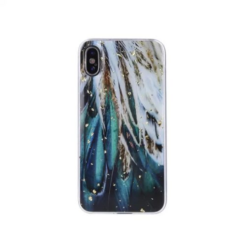 Gold Glam Feathers Case Xiaomi Redmi 9C hátlap, tok, mintás, színes