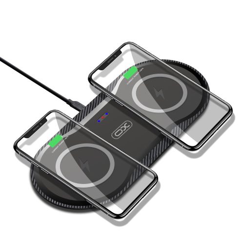 XO WX026 2in1 Qi Wireless Charger, univerzális asztali vezeték nélküli töltő, 20W, fekete