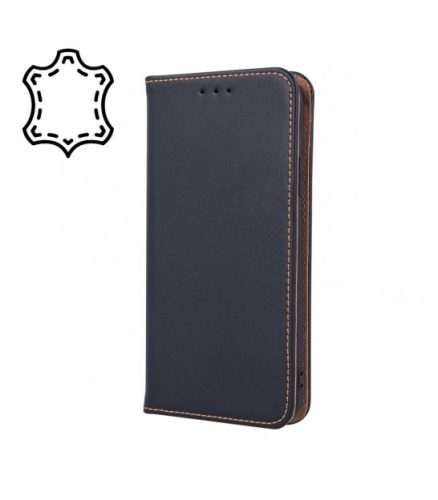 Genuine Leather Smart Pro Samsung Galaxy S21 FE eredeti bőr oldalra nyíló tok, sötétkék