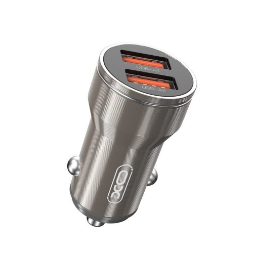 XO CC48 Car Charger autós szivargyújtó töltő, 2XUSB-A, 2.4A, szürke