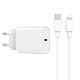 WIWU Wi-U001 Wall Charger hálózati töltő adapter, gyorstöltő, PD 20W, USB-C,  USB-C/Lightning kábellel, 3A, fehér