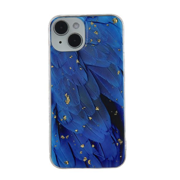 Gold Glam Feathers Case Samsung Galaxy A55 5G hátlap, tok, mintás, kék