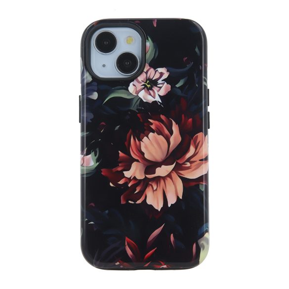 Decor Case Peony iPhone 15 hátlap, tok, mintás, színes