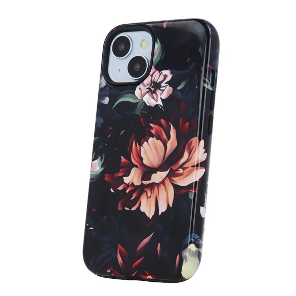 Decor Case Peony iPhone 15 hátlap, tok, mintás, színes