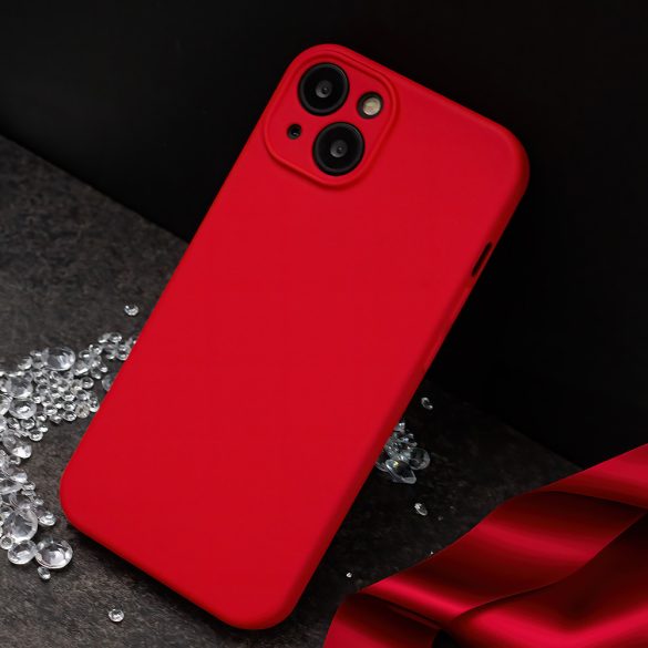 Silicone Case iPhone 16 Plus kameravédős szilikon hátlap, tok, piros