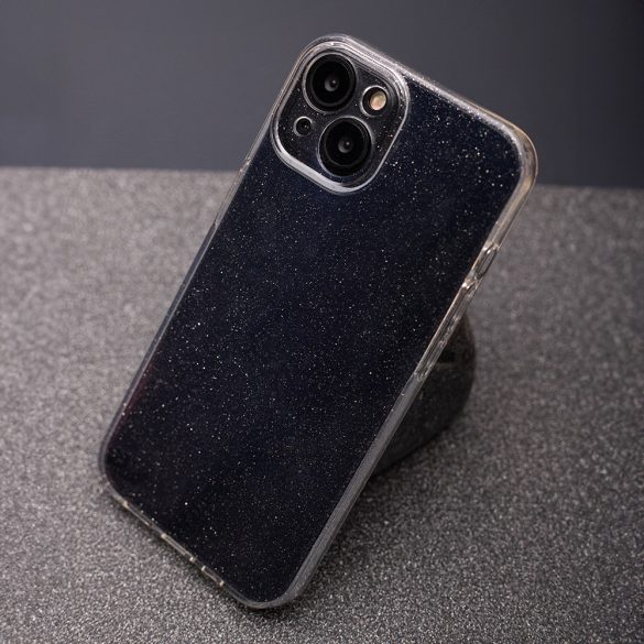 Shine Case iPhone 16 Plus csillámos kameravédős hátlap, tok, átlátszó