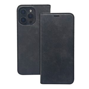 Smart Suede iPhone 16 Pro Max oldalra nyíló tok, fekete