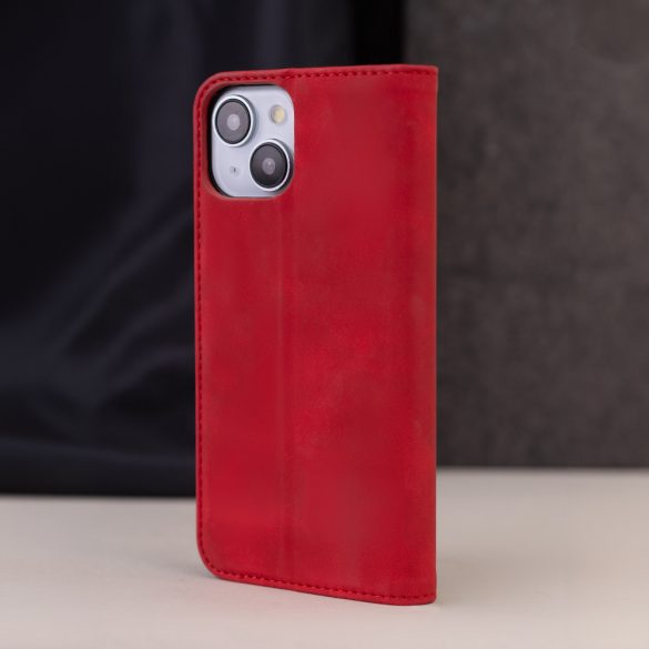 Smart Suede iPhone 16 Pro oldalra nyíló tok, piros