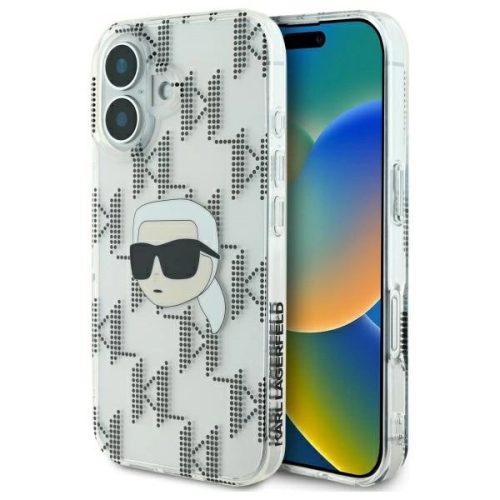 Karl Lagerfeld KLHCP16SHKLPKHT iPhone 16 6.1" tok, átlátszó hardcase IML Karl Head Electroplated