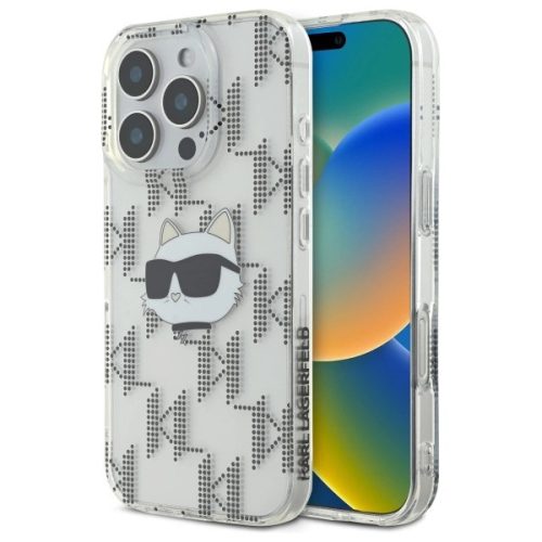 Karl Lagerfeld KLHCP16XHKLPCHT iPhone 16 Pro Max 6.9" tok, átlátszó hardcase IML Choupette Head Electroplated