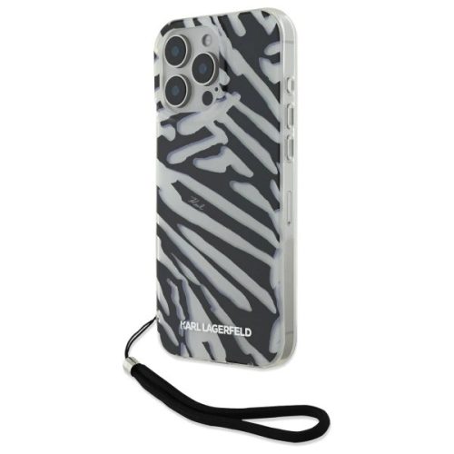 Karl Lagerfeld KLHCP16XHZBPKCCK iPhone 16 Pro Max 6.9" tok, fekete IML Zebra Pattern & Cord