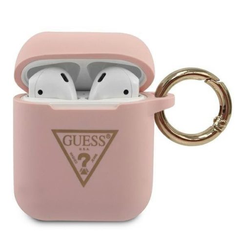 Guess Apple Airpods Triangle szilikon (GUACA2LSTLPI) tok, mintás, rózsaszín