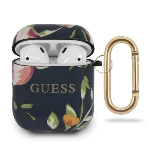 Guess Apple Airpods 1/2 Floral N.3 szilikon (GUACA2TPUBKFL03) tok, mintás, fekete