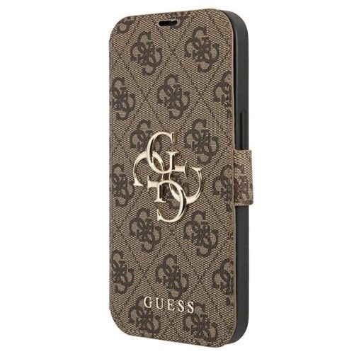 Guess GUBKP13X4GMGBR 4G Big Metal Logo iPhone 13 Pro Max 6.7", oldalra nyíló tok, barna