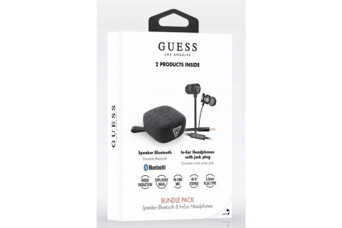 Guess GUBPERSPBK Bundle In-Ear Headset, vezetékes fülhallgató és Bluetooth Speaker hordozható hangszóró, fekete