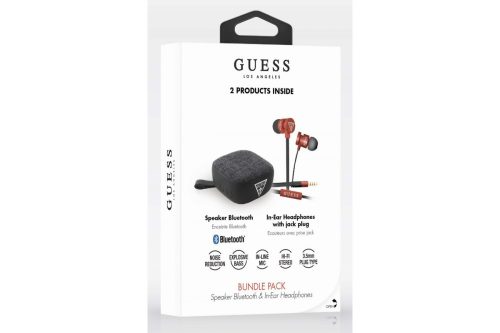 Guess GUBPERSPRE Bundle In-Ear Headset, vezetékes fülhallgató és Bluetooth Speaker hordozható hangszóró, piros