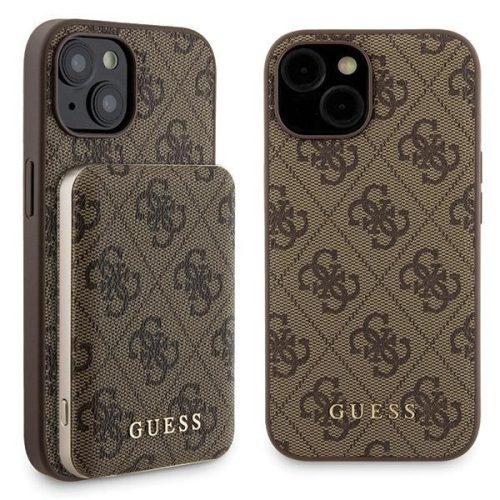 Guess GUBPM5P15S4GEMGW iPhone 15 6.1" kemény tok + Powerbank 5000mAh MagSafe, barna