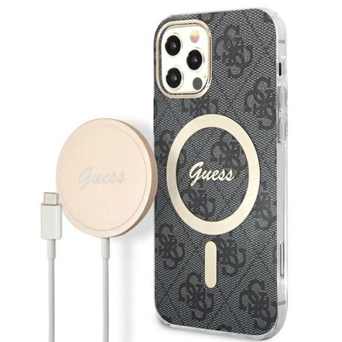 Guess GUBPP12MH4EACSK tok+ töltő iPhone 12/12 Pro, MagSafe hátlap, tok, fekete