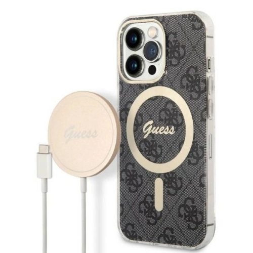 Guess Szett GUBPP13XH4EACSK Tok + Magsafe töltő iPhone 13 Pro Max hátlap, 4G Print, fekete