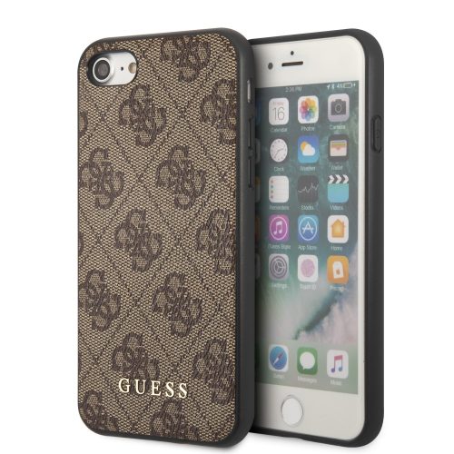 Guess iPhone 7/8/SE (2020/2022) 4G Metal Gold Logo (GUHCI8G4GFBR) hátlap, tok, barna