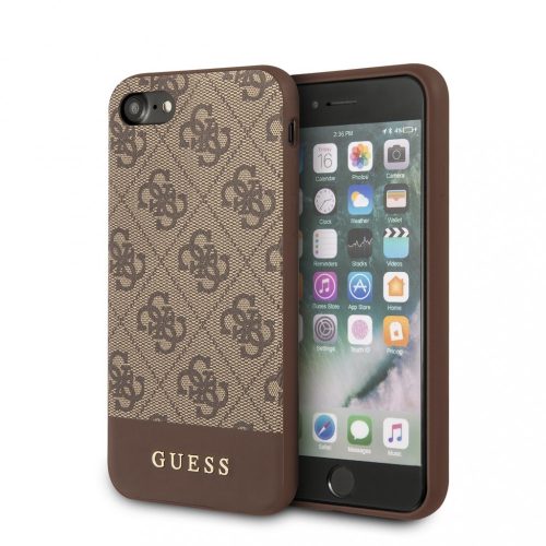 Guess 4G Stripe iPhone 6/6S/7/8/SE (2020) (GUHCI8G4GLBR) hátlap, tok, barna