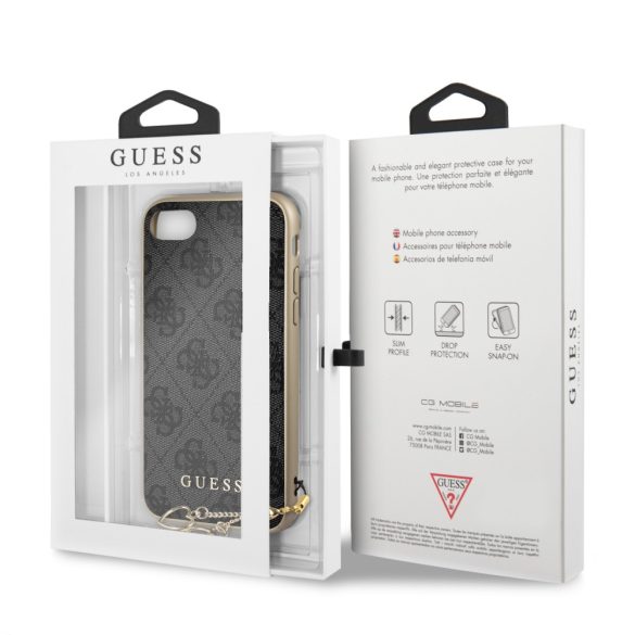 Guess iPhone 7/8 Charms Collection 4G (GUHCI8GF4GGR) hátlap, tok, sötétszürke