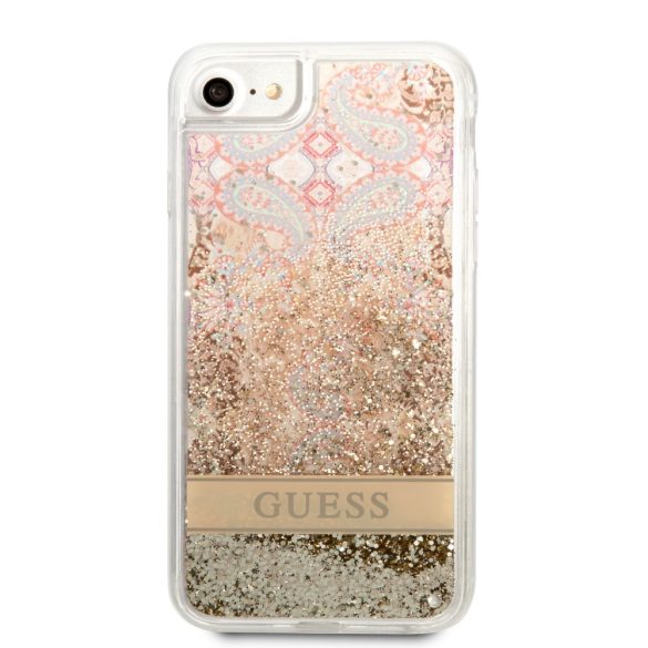 Guess iPhone 7/8/SE (2020/2022) Paisley Liquid Glitter (GUHCI8LFLSD) hátlap, tok, arany