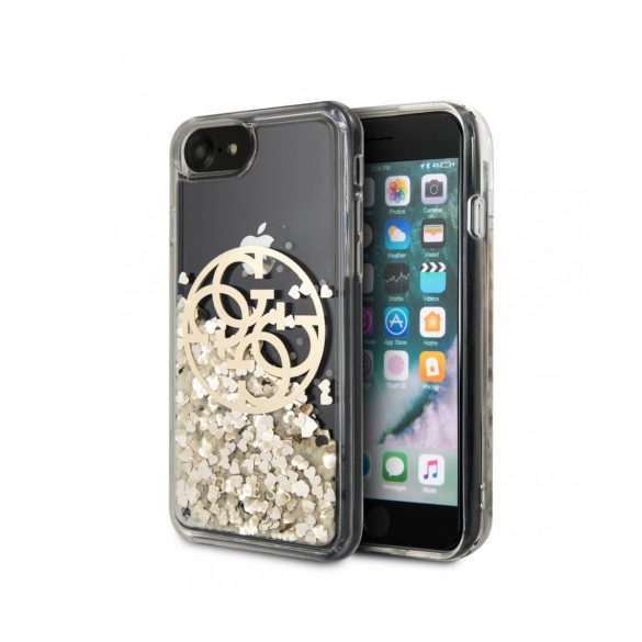 Guess iPhone 7/8/SE (2020) Circle Glitter (GUHCI8LGGITDGO) hátlap, tok, arany