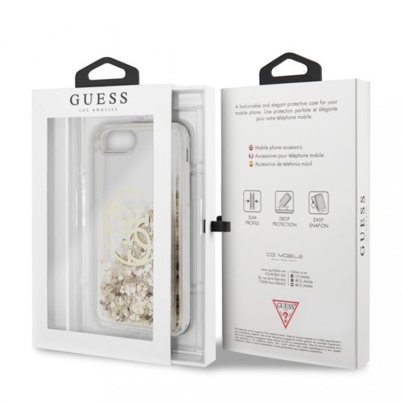 Guess iPhone 7/8/SE (2020) Circle Glitter (GUHCI8LGGITDGO) hátlap, tok, arany