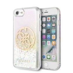   Guess iPhone 6/6S/7/8/SE (2020) Liquid Glitter Cricle (GUHCI8LGIRGP) hátlap, tok, fehér