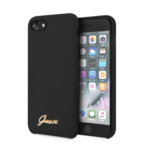 Guess iPhone 7/8/SE (2020) Silicone Vintage (GUHCI8LSLMGBK) hátlap, tok, fekete