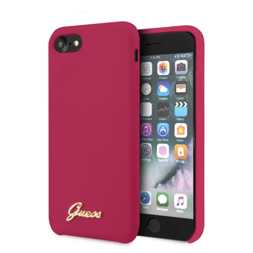 Guess iPhone 7/8/SE (2020) Silicone Vintage (GUHCI8LSLMGRE) hátlap, tok, bordó