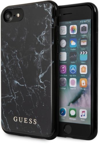 Guess iPhone Marble 6/6S/7/8/SE (2020) márvány mintás (GUHCI8PCUMABK) hátlap, tok, fekete