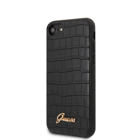 Guess iPhone 7/8/SE (2020) Croco Vintage (GUHCI8PCUMLCRBK) hátlap, tok, fekete