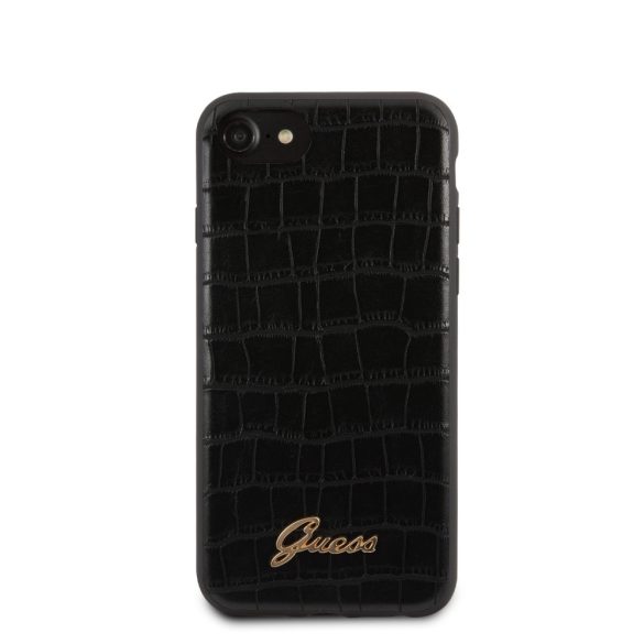 Guess iPhone 7/8/SE (2020) Croco Vintage (GUHCI8PCUMLCRBK) hátlap, tok, fekete