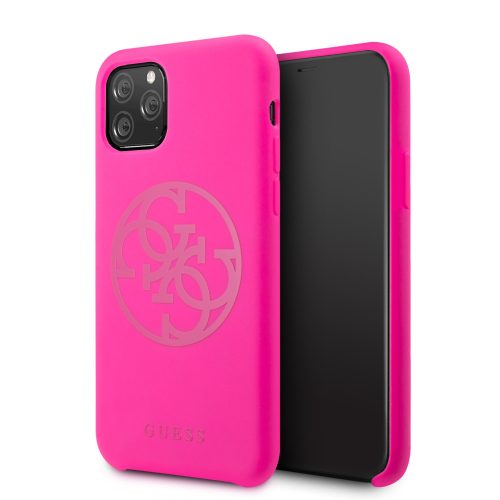 Guess iPhone 11 Pro Silicone 4G Tone On Tone (GUHCN58LS4GFU) hátlap, tok, pink