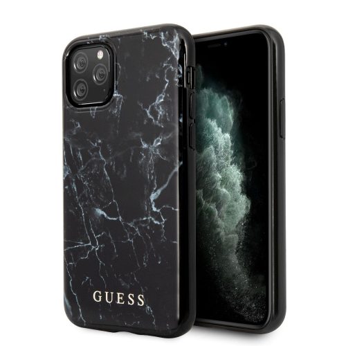 Guess iPhone 11 Pro Marble Case márvány mintás (GUHCN58PCUMABK) hátlap, tok, fekete