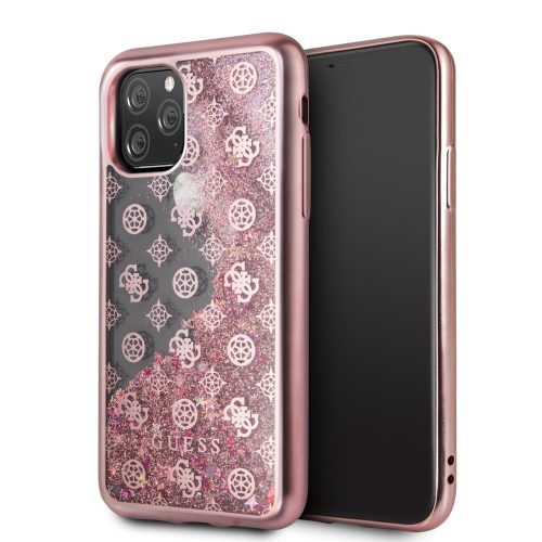 Guess iPhone 11 Pro 4G Peony Liquid Glitter (GUHCN58PEOLGP) hátlap, tok, rozé arany